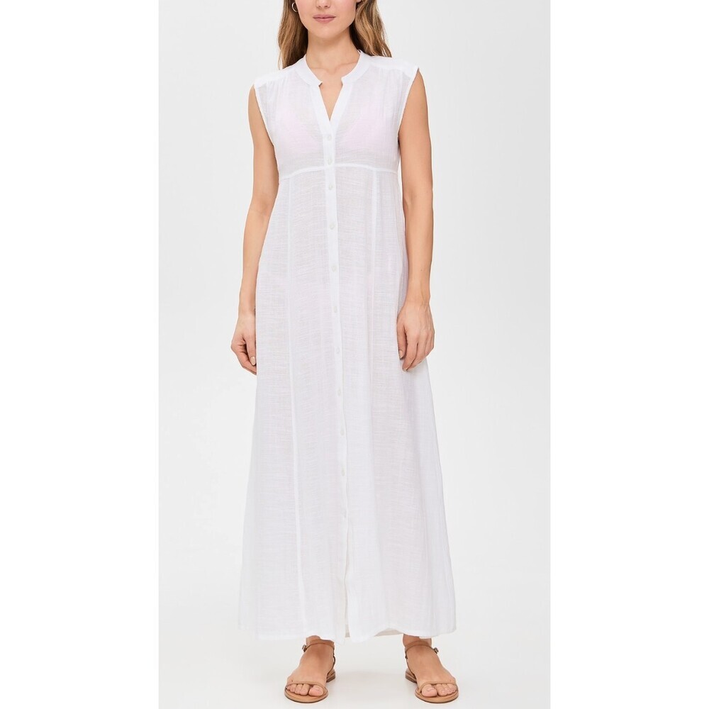 Beach Riot NWT Sandra Dress in White Linen Size Small Button Down Midi